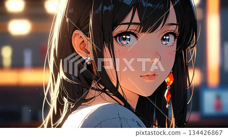 close up of beautiful woman's face 134426867