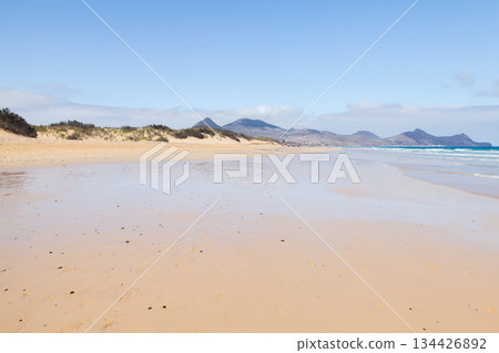 Landscape of Porto Santo Island, Portugal. Serene coastal scene 134426892