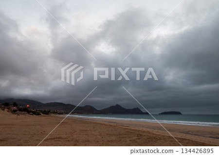 Landscape of Porto Santo Island, Portugal. A moody coastal scene Landscape of Porto Santo Island, Portugal. A moody coastal scene 134426895