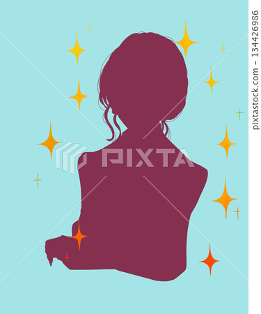 女性上半身閃耀輪廓 134426986
