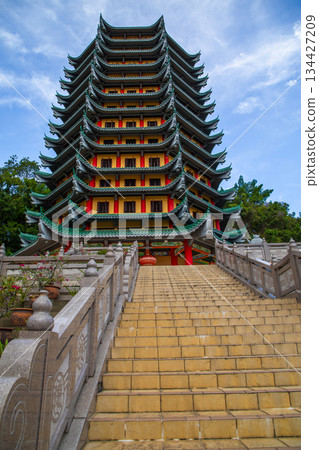 Chinese temple pagoda in Kota Kinabalu City, Sabah Malaysia 134427209