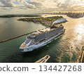 Luxury cruise liner ship departing from Miami, Florida. Travel to the USA vacation concept. 134427268