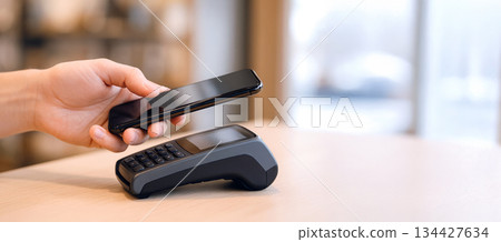 Mobile payment at checkout with contactless transaction 134427634