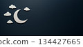 Crescent moon and clouds on dark blue background, sleep problem concept 134427665