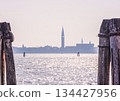 view Murano island in north lagoon and glassware factories on Venice. 134427956