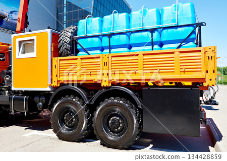 Truck with cans water Truck with cans water 134428859