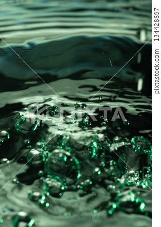 368.Green Water Surface with Rising Air Bubbles 134428897