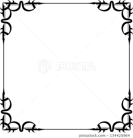 Vintage decorative vector frame in Gothic style - elegant black vector frame on white background, EPS10, middle ages, hallowen, Vintage decorative vector frame in Gothic style - elegant black vector frame on white background, EPS10, middle ages, hallowen, 134428964