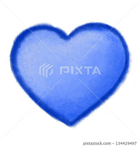 Blue crayon-style heart illustration (transparent background, raster data) 134429497