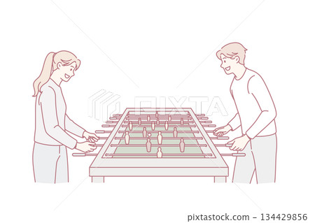 Playing board games and hockey concept 134429856