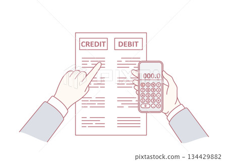 Male accountant manage budget with calculator 134429882