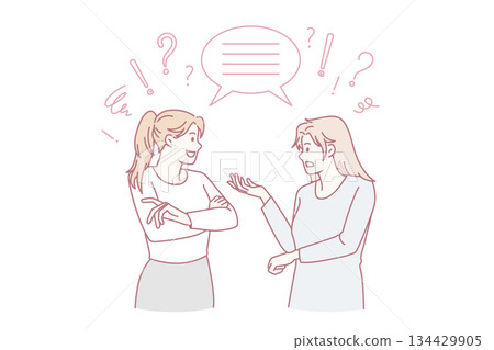 Multicultural women talk have communication problem 134429905