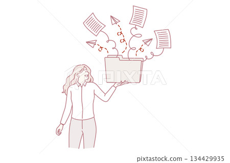 Successful work at laptop concept. 134429935