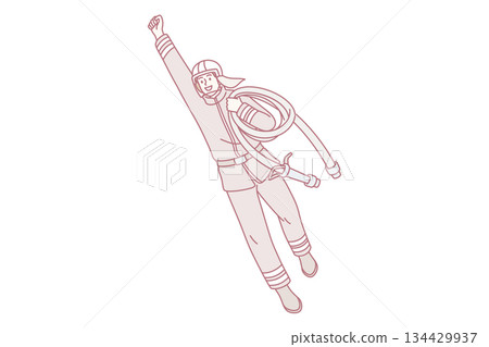 Working as fireman hero concept. 134429937