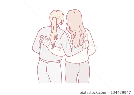 Lesbian love and homosexual couple concept 134429947