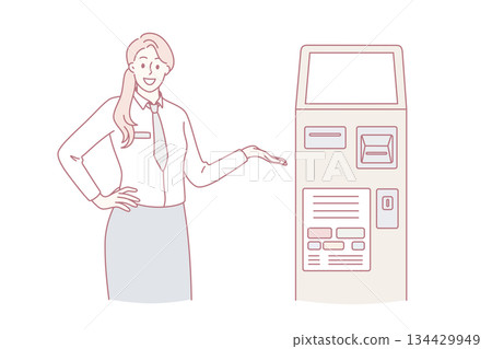 Bank representative and technologies concept. Bank representative and technologies concept. 134429949