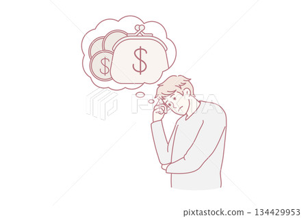 Stressed man struggle with financial problems 134429953