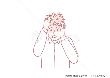 Anxious man feel stressed suffer from panic attack Anxious man feel stressed suffer from panic attack 134429978