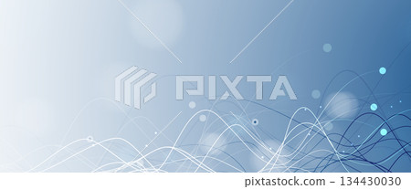Cyber technology and science banner or header. Connected neural network 134430030