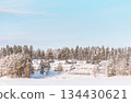 Typical Finnish village in Central Finland under snow cover in winter 134430621