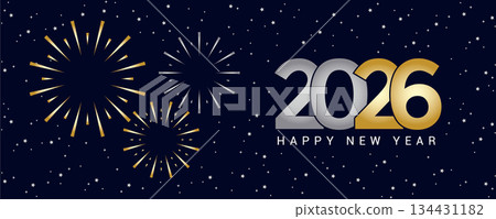 happy new year 2026 golden firework on night background vector illustration happy new year 2026 golden firework on night background vector illustration 134431182