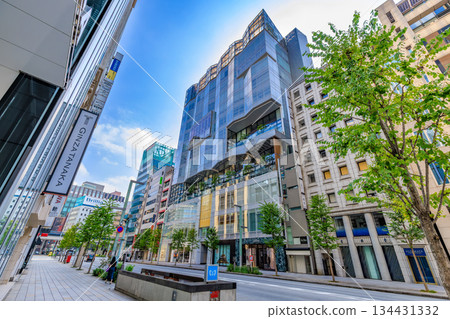 Tokyo, Chuo Ward, Ginza cityscape, near the Ginza 1-chome intersection 134431332