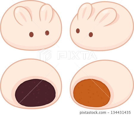 Cute bunny shaped baozi buns drawing 134431435