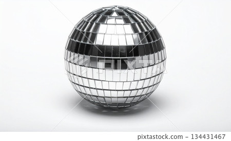 Mirror ball floating on white background 3 134431467
