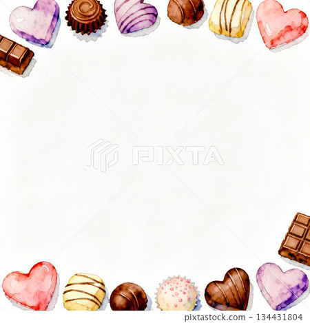 Watercolor chocolate background_Scandinavian style sweets frame material_Copy space 134431804