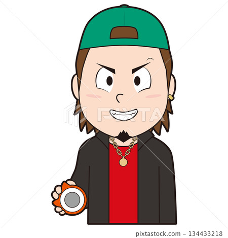 一個年輕人對著彈珠機咧嘴笑著 134433218