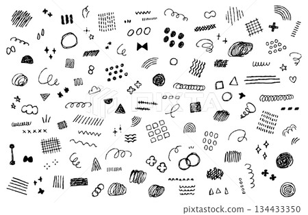 Hand-drawn doodle material illustration vector set decoration ornament accent one point background design 134433350