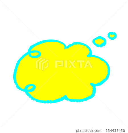 Fluorescent crayon-style hand-drawn thought bubble illustrations - cute frame material for ideas with rough lines 134433450