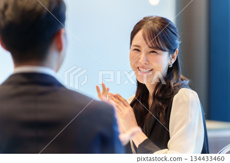 Couple date restaurant anniversary 134433460