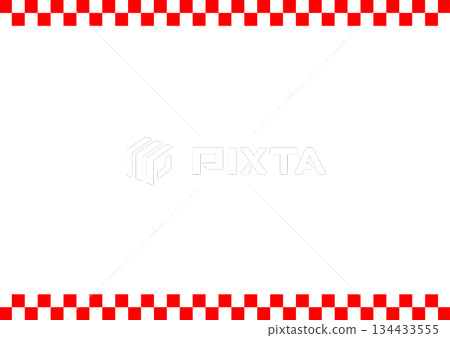 Red and white checkered frame with lines and Japanese pattern, horizontal Red and white checkered frame with lines and Japanese pattern, horizontal 134433555