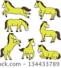 Yellow horse set 134433789
