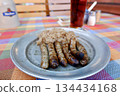 Traditional German dish: sausage and sauerkraut 134434168