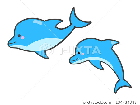 Cute dolphin parent and child 134434385