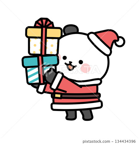 熊貓聖誕老人手提禮物的插圖 熊貓聖誕老人手提禮物的插圖 134434396