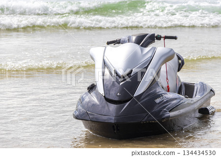 Jet ski jetski and turquoise blue water Patong Beach Thailand. 134434530