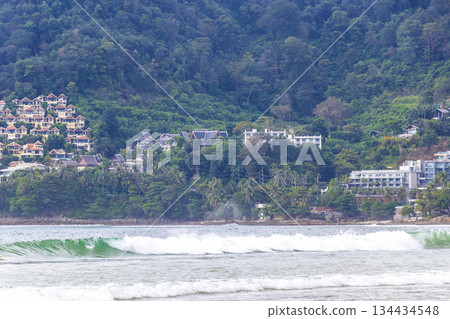 Jet ski jetski and turquoise blue water Patong Beach Thailand. 134434548