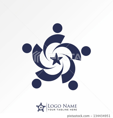 People star rotate like symbol society support to organization work community logo design graphic concept creative premium vector stock image top sell 134434951