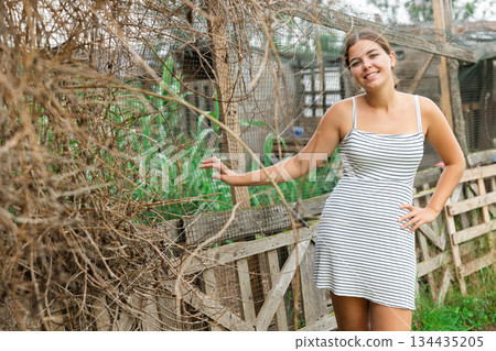 young girl at farm young girl at farm 134435205