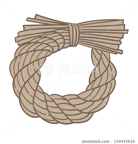 Shimenawa (wreath decoration) line illustration 134435618