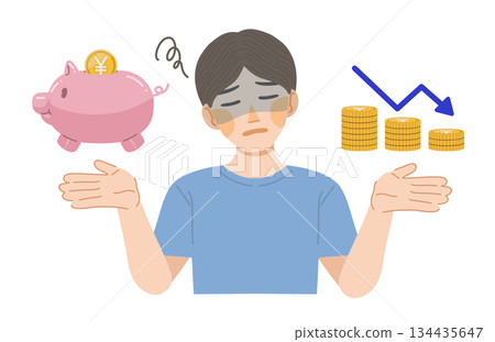一幅描繪儲蓄減少的男子的插圖 134435647