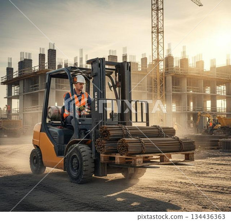 Various tasks of a forklift driver 134436363