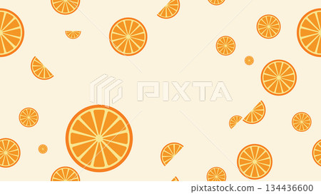 Fresh Orange Slice Seamless Pattern on Light Background Fresh Orange Slice Seamless Pattern on Light Background 134436600