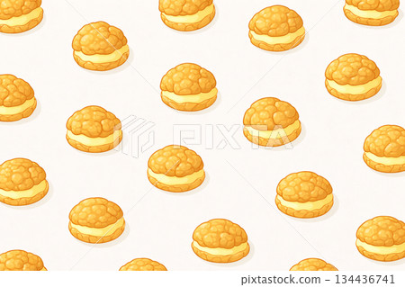 奶油泡芙圖案背景插圖 134436741