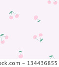 淡粉紅色和藍綠色極簡櫻桃無縫圖案 134436855