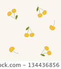 簡單的手繪黃色櫻桃無縫圖案 134436856
