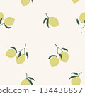 簡單的手繪塗鴉淺色檸檬無縫圖案 134436857
